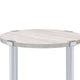 End Table with X Shaped Metal Base and Round Wooden Top,Silver and Beige BM209593