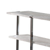 Sofa Table with X Shaped Metal Base and 2 Storage Shelves Silver and Beige BM209594