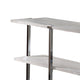 Sofa Table with X Shaped Metal Base and 2 Storage Shelves Silver and Beige BM209594