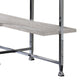 Sofa Table with X Shaped Metal Base and 2 Storage Shelves Silver and Beige BM209594