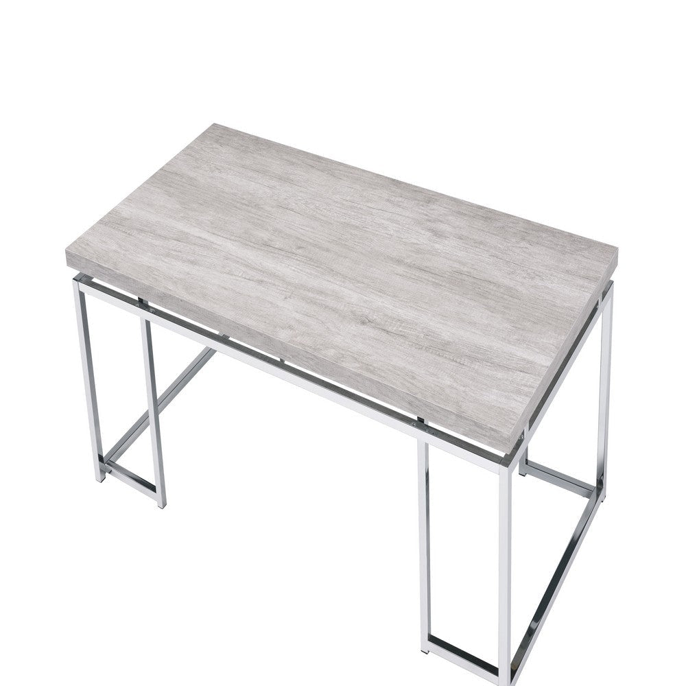 Coffee Table with Rectangular Tabletop and Metal Legs Silver and Brown BM209595