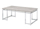 Coffee Table with Rectangular Tabletop and Metal Legs, Silver and Brown