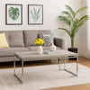 Coffee Table with Rectangular Tabletop and Metal Legs, Silver and Brown