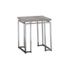 End Table with Rectangular Tabletop and Metal Legs, Silver and Brown
