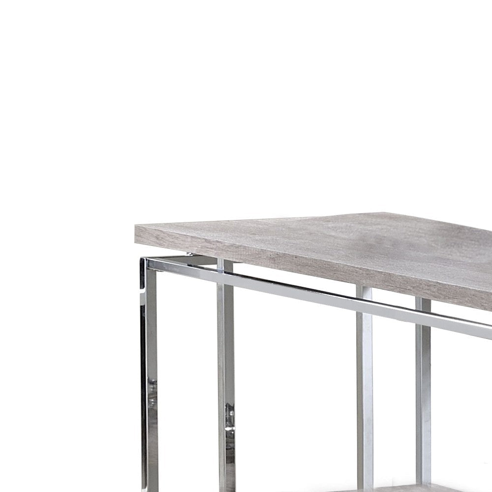 Sofa Table with Rectangular Tabletop and Open Bottom Shelf,Silver and Brown BM209597