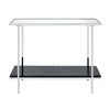 Console Table with Mirror Top and Faux Marble Open Bottom Shelf Silver BM209601