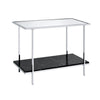 Console Table with Mirror Top and Faux Marble Open Bottom Shelf, Silver