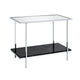 Console Table with Mirror Top and Faux Marble Open Bottom Shelf, Silver