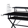 Tubular Metal Frame Computer Desk with 2 Shelves and Cup Holder Black BM209609