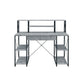 Metal Desk with 4 Open Bottom Shelves and Bookcase Hutch, Gray and Black By Casagear Home