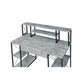 Metal Desk with 4 Open Bottom Shelves and Bookcase Hutch, Gray and Black By Casagear Home