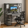 Desk | Metal | 4 Shelves & Bookcase Hutch | Gray & Black