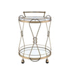 Serving Cart with 2 Glass Shelves and Caster Support Gold and Clear BM209612