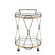 Serving Cart with 2 Glass Shelves and Caster Support Gold and Clear BM209612