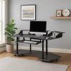 Wooden Computer Desk with Keyboard Tray and Open Bottom Shelf, Gray