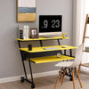 Rectangular Top Computer Desk with 1 Shelf and 1 Cupholder,Black and Yellow