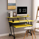 Rectangular Top Computer Desk with 1 Shelf and 1 Cupholder,Black and Yellow