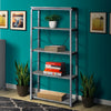 54" 4-Shelf Bookshelf with X Back, Silver and Gray By Casagear Home