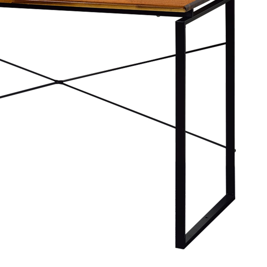 47’’ Rectangular Wood Top Desk with Metal Legs Brown and Black By Casagear Home BM209628