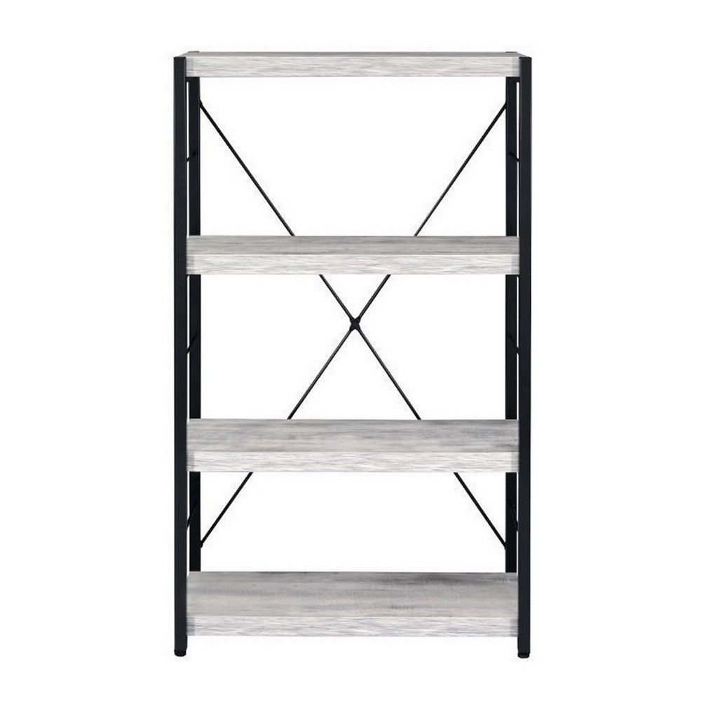 43" 4-Shelf Bookshelf with Metal Frame, White and Black By Casagear Home