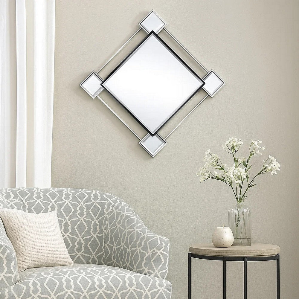 Accent Mirror | Diamond Shape | Beveled | Mirror Inserts | Silver