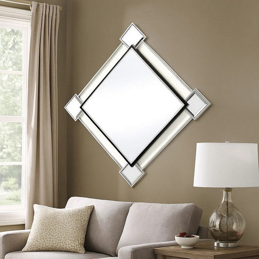Accent Mirror | Diamond Shape | Beveled | Mirror Inserts | Silver