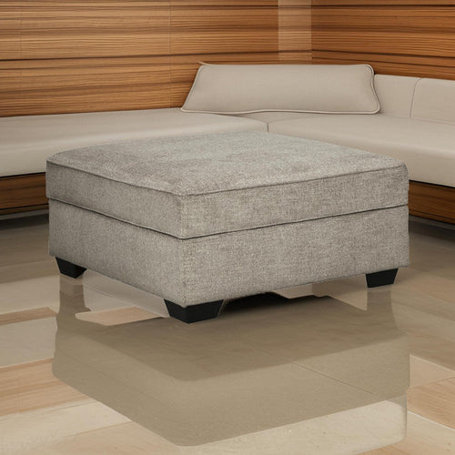 Ottoman | Wood | Hidden Storage | Tapered Legs | Gray