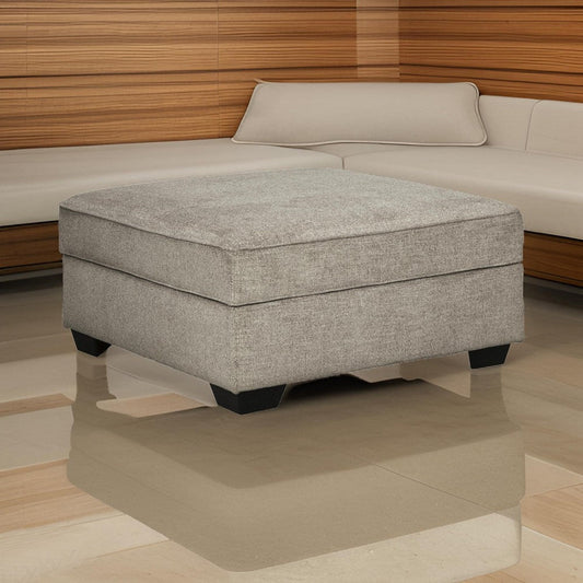 Ottoman | Wood | Hidden Storage | Tapered Legs | Gray