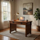30" Wooden Writing Desk with 1 Drawer & Slatted Sides, Brown By Casagear Home