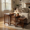Nesting Table | 3 Piece Set | Plank Top | Slatted Sides | Oak Brown