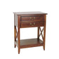 Wooden Nightstand with 2 Drawers and Criss Cross Sides Brown By Casagear Home BM210138