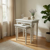 Nesting Table | Engraved Wood Frame | Set of 2 | Antique White
