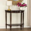 Console Table | Half Crescent | 1 Drawer | Engraved Wood | Brown