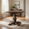 Dining Table | Round | Reclaimed Wood | Trestle Base | Weathered Brown