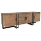 Industrial Style 4 Door Wood and Metal Media Cabinet, Brown and Black By Casagear Home