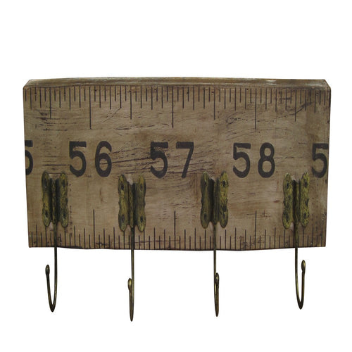 Contemporary Wooden Rustic Plaque with Ruler Style Design Brown BM210370