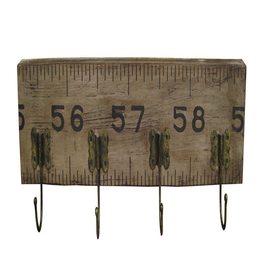 Contemporary Wooden Rustic Plaque with Ruler Style Design Brown BM210370