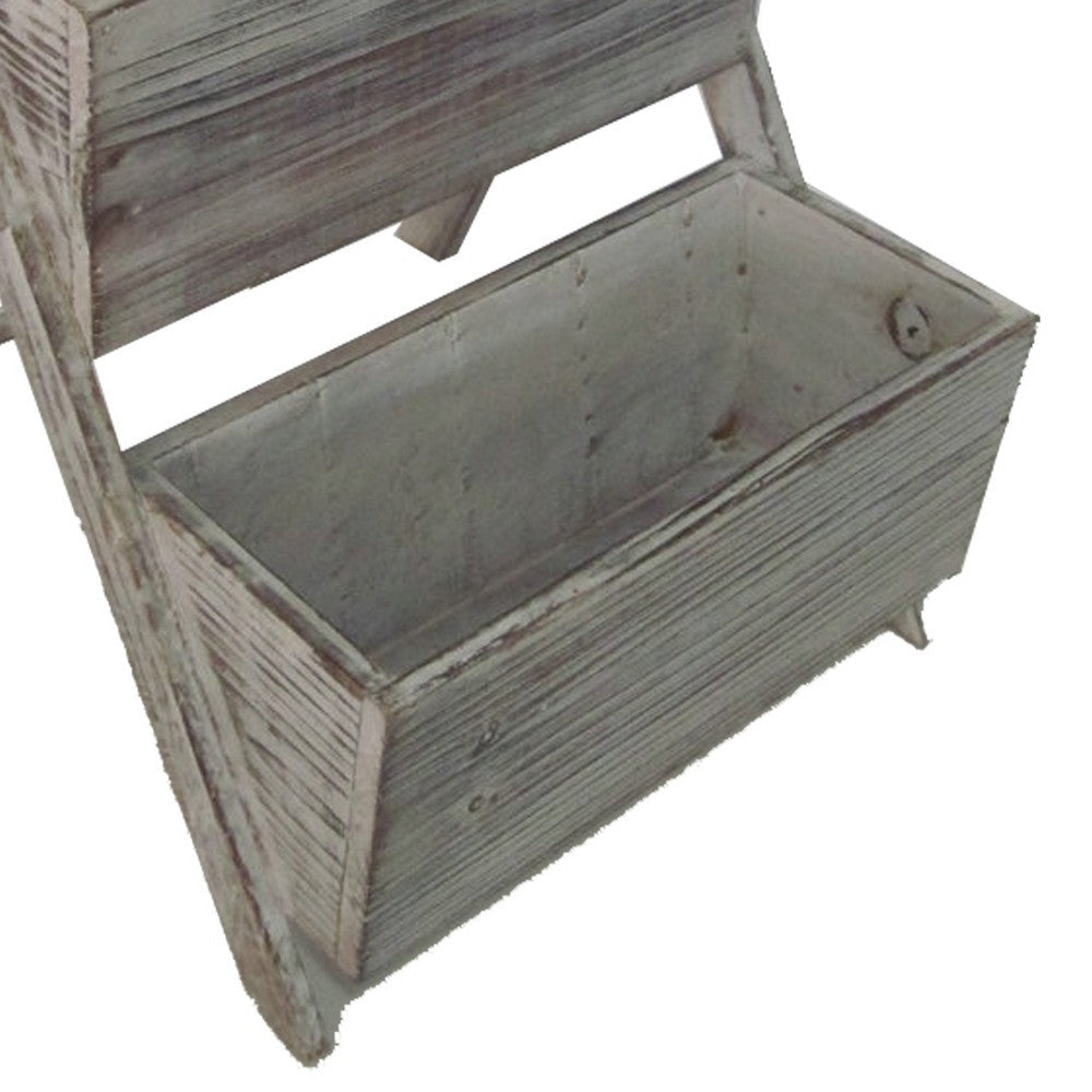 Transitional Style Wooden 2 Tier Garden Shelf with White Wash Finish Brown BM210381