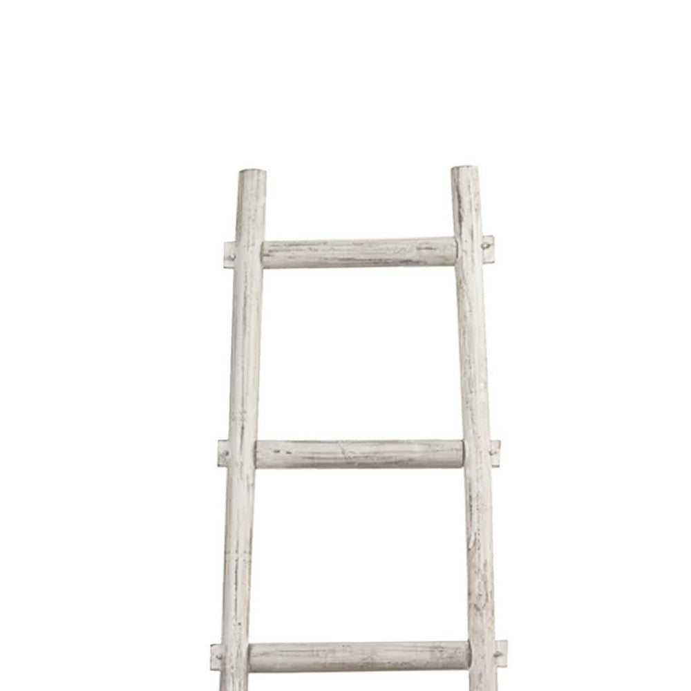 Transitional Style Wooden Decor Ladder with 5 Steps White By Casagear Home BM210391