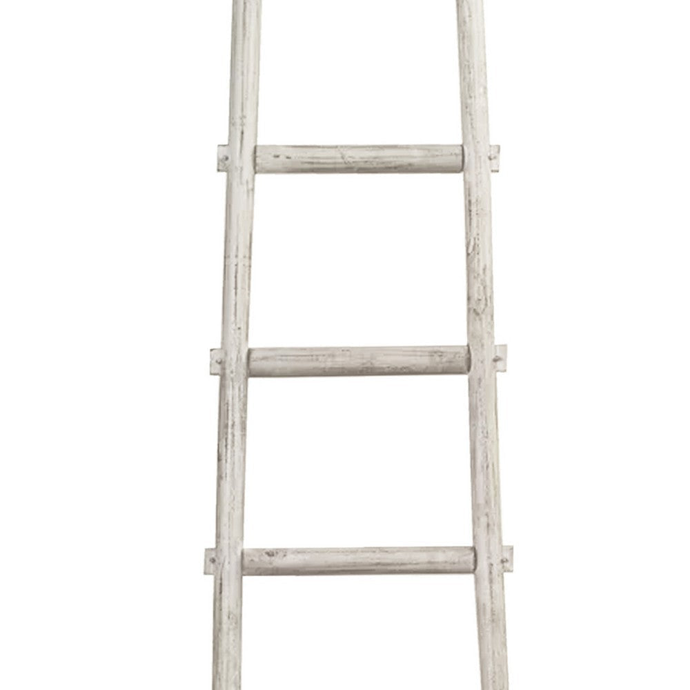 Transitional Style Wooden Decor Ladder with 5 Steps White By Casagear Home BM210391