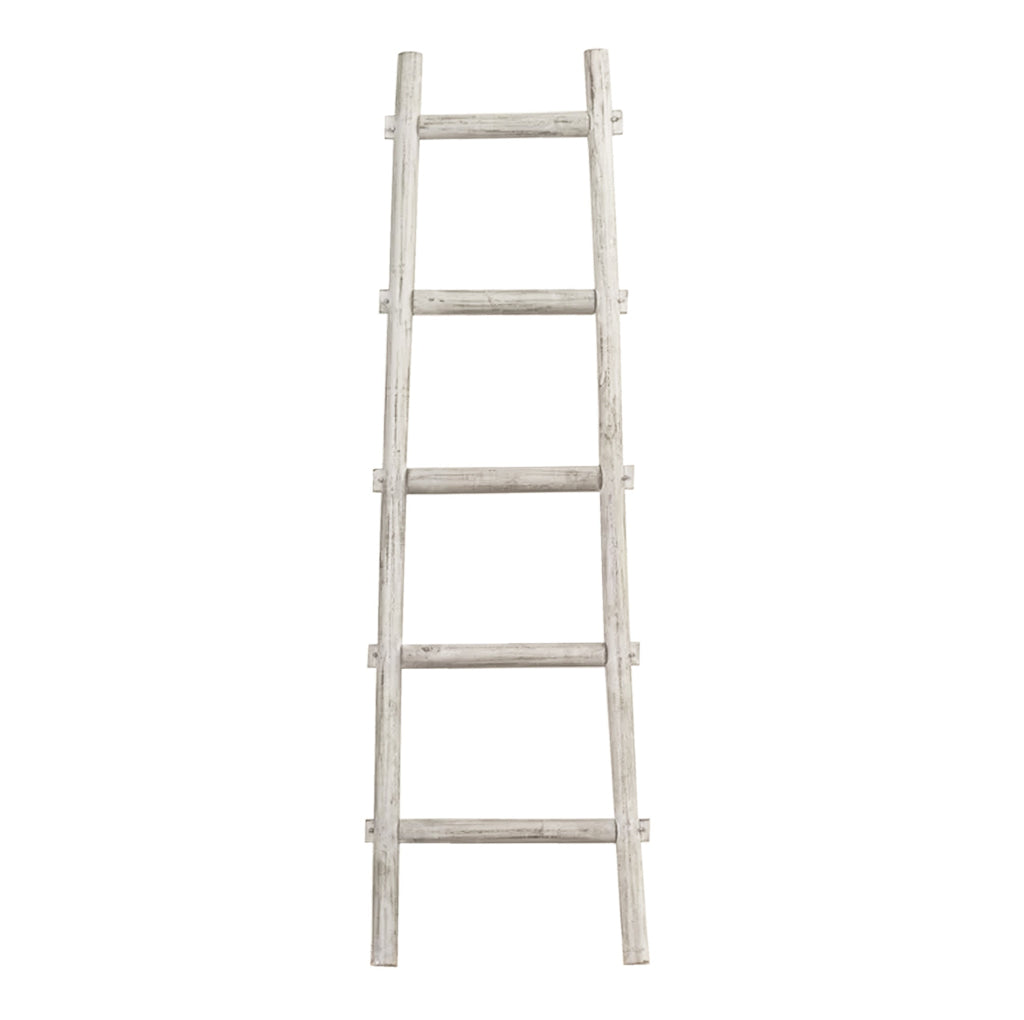 Transitional Style Wooden Decor Ladder with 5 Steps, White By Casagear Home