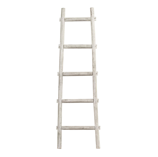 Transitional Style Wooden Decor Ladder with 5 Steps, White By Casagear Home