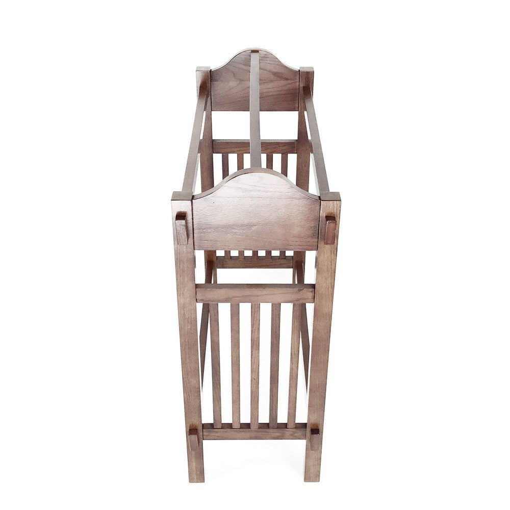 Quilt Rack | Mission Style | 3 Hanging Bars | Scrolled Top | Brown