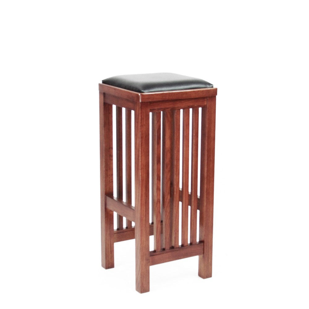 30’’ Slatted Design Barstool with Leatherette Seat Oak Brown By Casagear Home BM210425