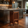 Barstool | Wood | Backless | Faux Leather Seat | Oak Brown