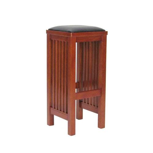 Barstool | Wood | Backless | Faux Leather Seat | Oak Brown