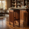 Barstool | Wood | Backless | Faux Leather Seat | Oak Brown