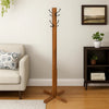 Coat Stand | X Frame Base | Metal Hooks | Oak Brown