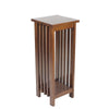 Flower Stand | Wood | 30" | Bottom Shelf | Slatted Sides | Brown