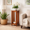 Flower Stand | Wood | 30" | Bottom Shelf | Slatted Sides | Brown